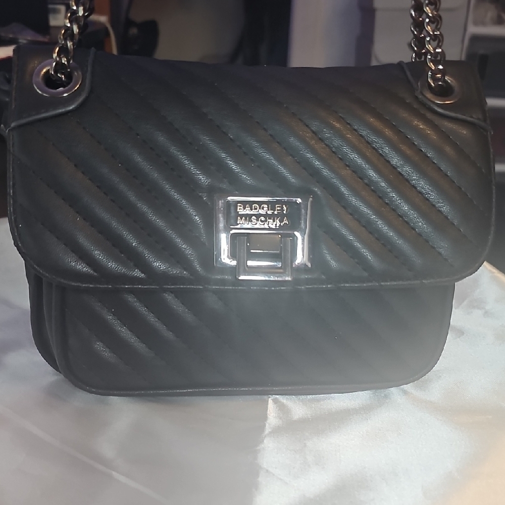 Badgley Mischka Black Quilted Shoulder Bag